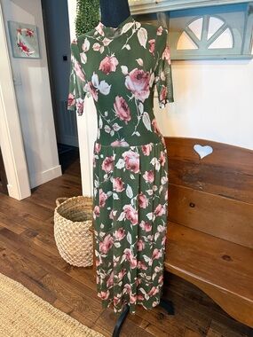 Potter's Pot Olive Floral Maxi Dress